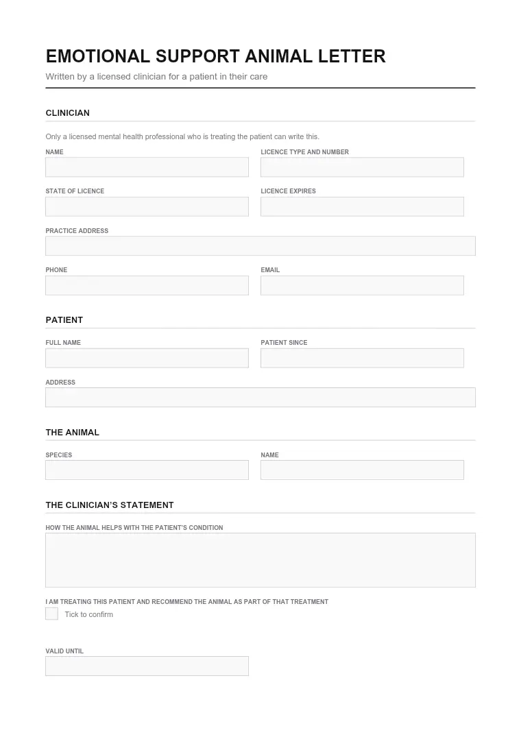 First page of the ESA form
