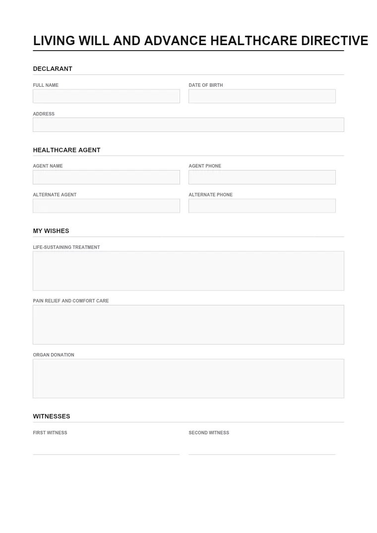 First page of the Directive form