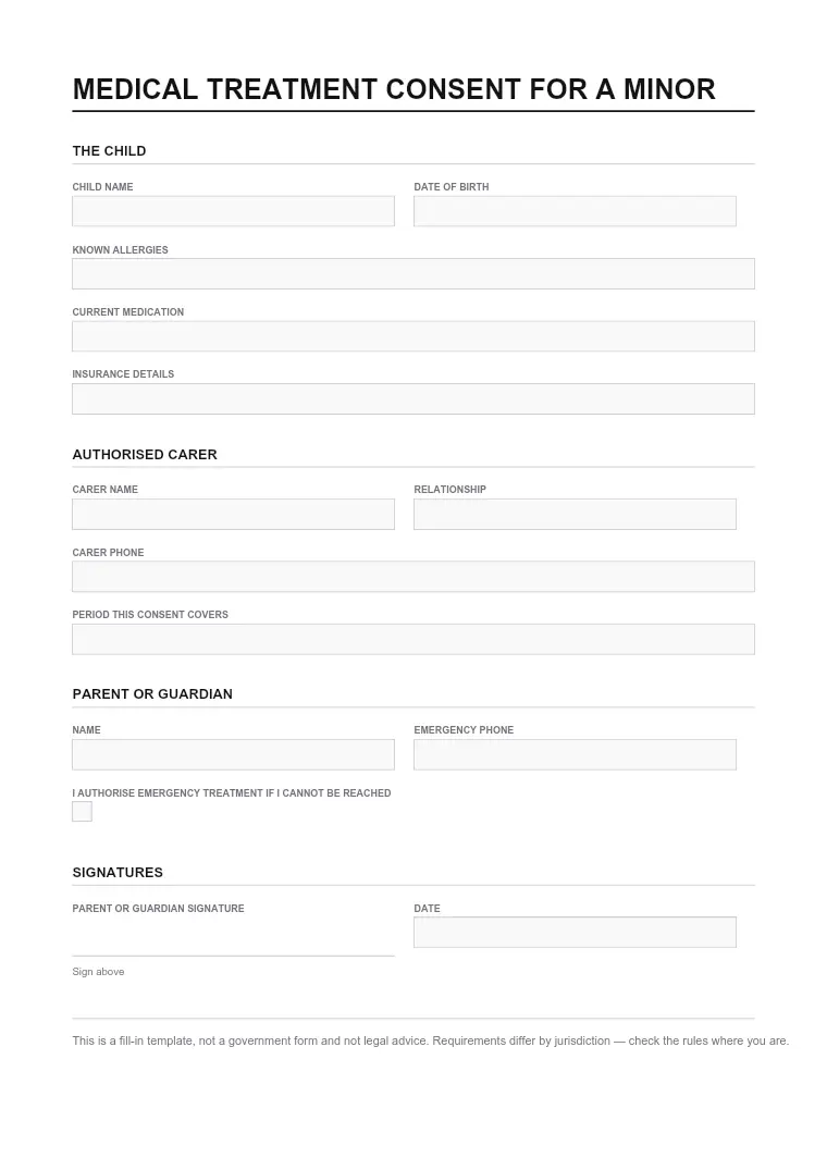 First page of the Consent form