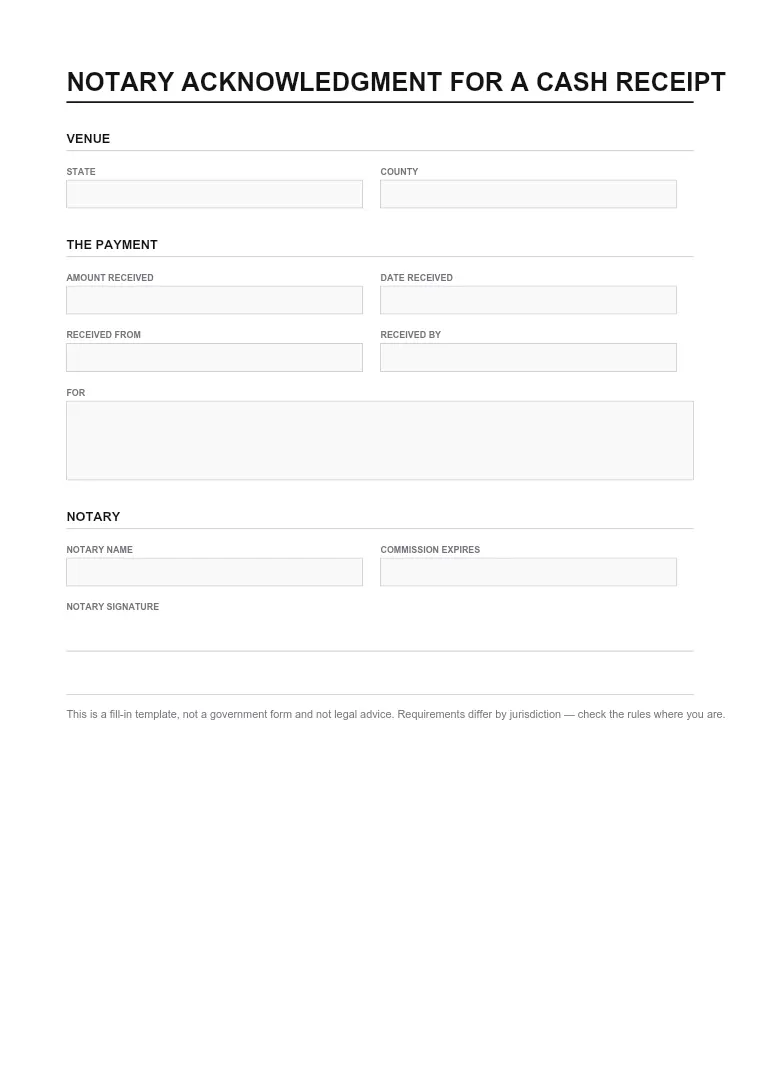 First page of the Notary form