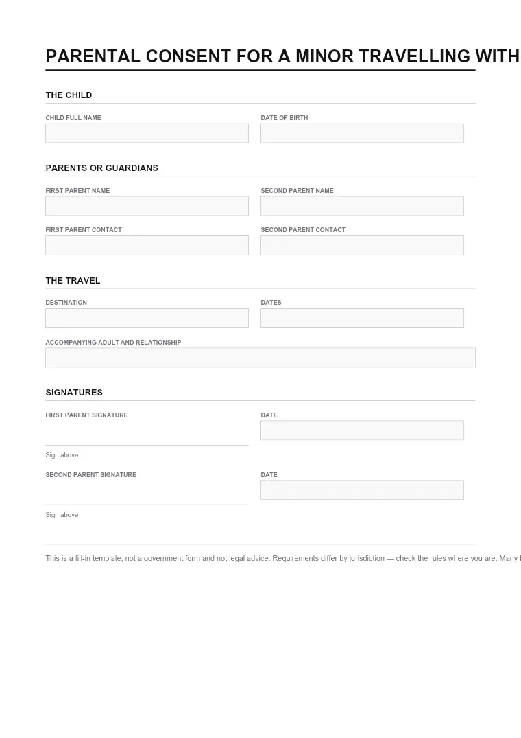 First page of the Consent form