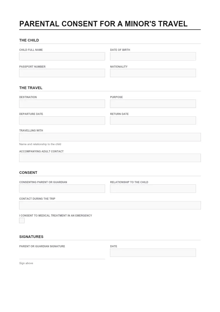 First page of the Consent form