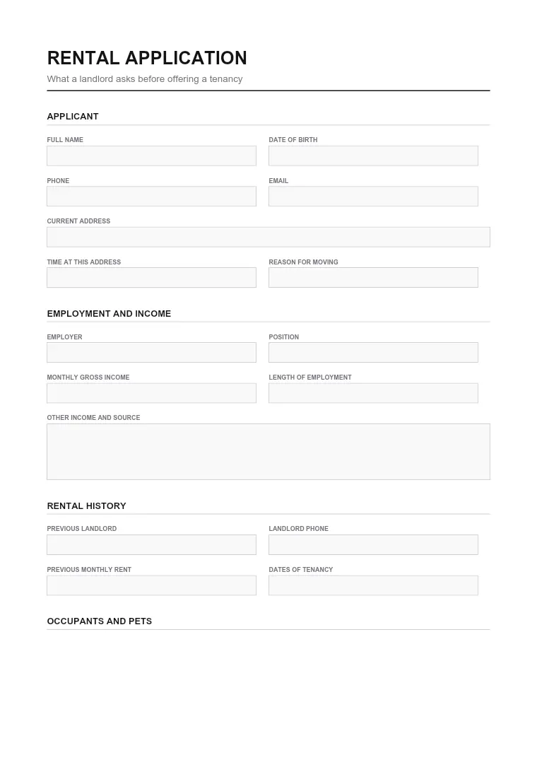 First page of the Application form