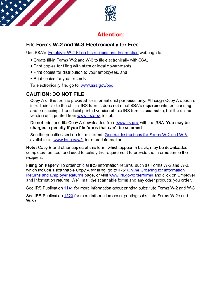 First page of the W-2 form